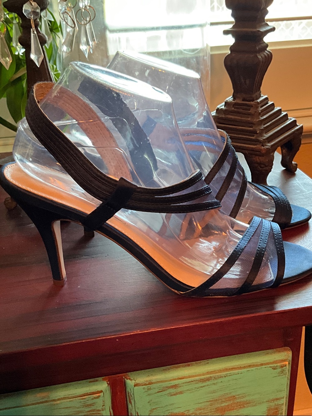 Nina Blue Strappy Slingback Heels